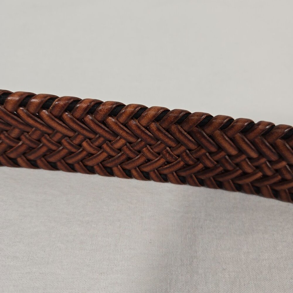 VINTAGE Hipster Western Genuine BROWN Leather Bonded Lacing BELT Men's Size 34. - Picture 13 of 17